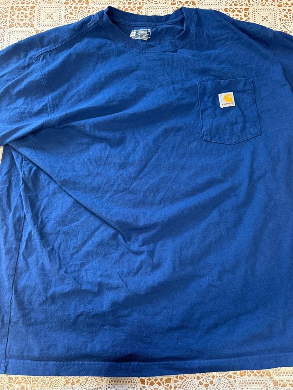 Carhartt Pocket T Shirt Mens 2XL Blue Loose Fit Workwear Short Sleeve
